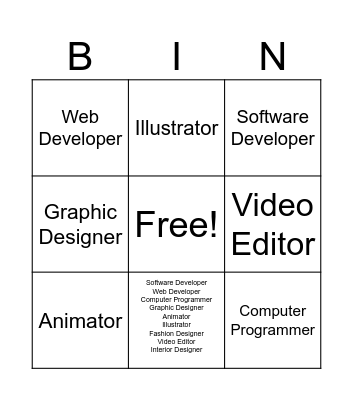 ICT CAREER BINGO Card