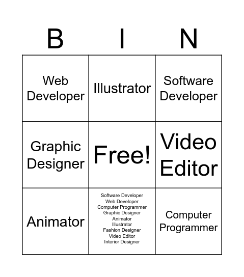 ICT CAREER BINGO Card