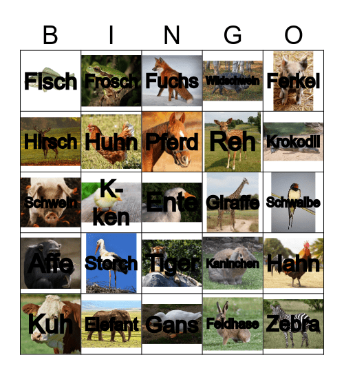 Dieren Bingo Card