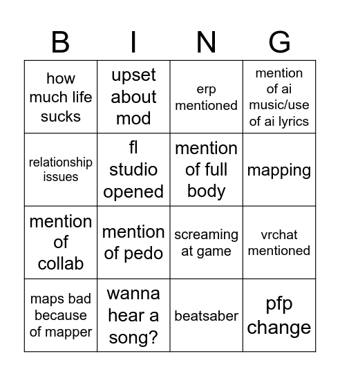 touqai bingo Card