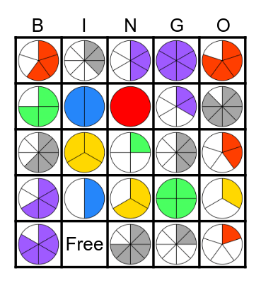 Fraction Circles Bingo Card