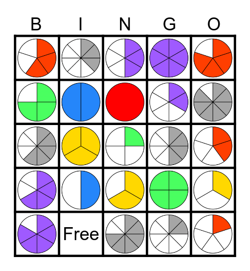 Fraction Circles Bingo Card