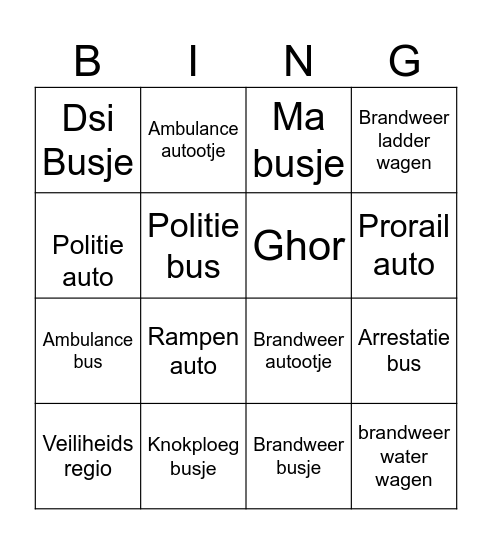 Het spot kaartje Bingo Card