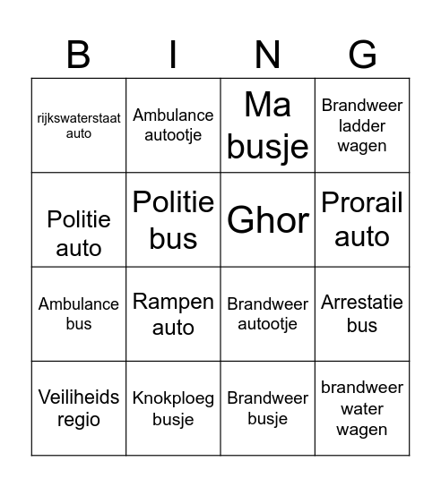 Het spot kaartje Bingo Card