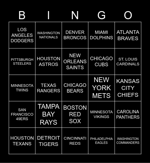 Tuesday Bingo Card