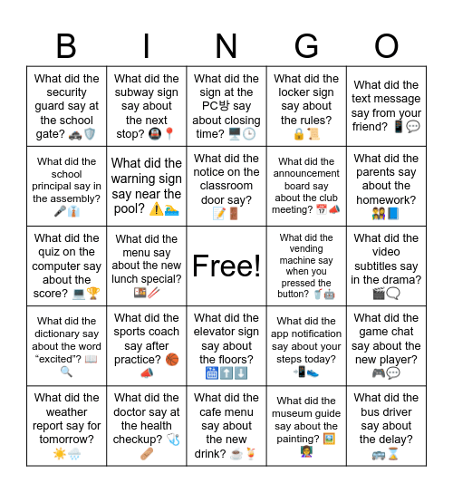 What did the bus driver say about the delay? 🚌⌛ Bingo Card