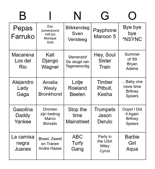 MUSIC BINGO Card