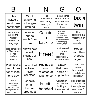 COP Teambuilding 2025 Bingo Card