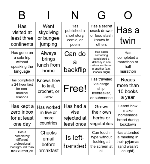 COP Teambuilding 2025 Bingo Card