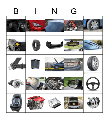 Car Parts Bingo Card