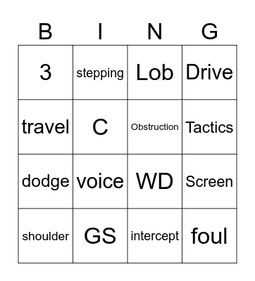 ATTACK/DEFENCE Bingo Card
