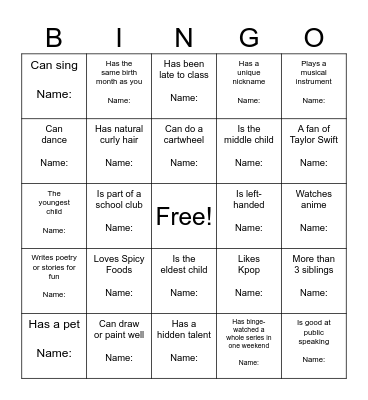 Untitled Bingo Card