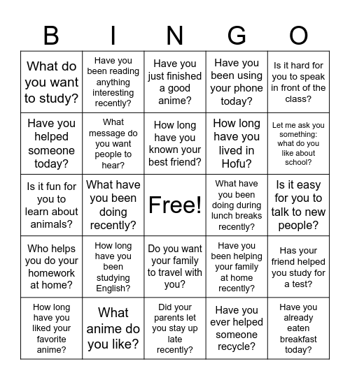 Unit 2 and 3 Bingo Card