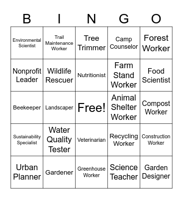 Science Careers Bingo Card