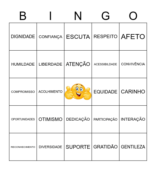 Bingo da sensibilização e defesa da Educação Inclusiva Bingo Card
