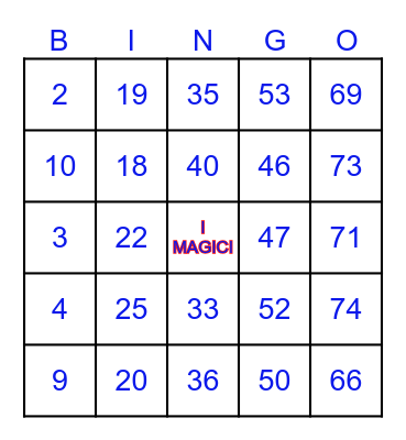 I MAGICI Bingo Card