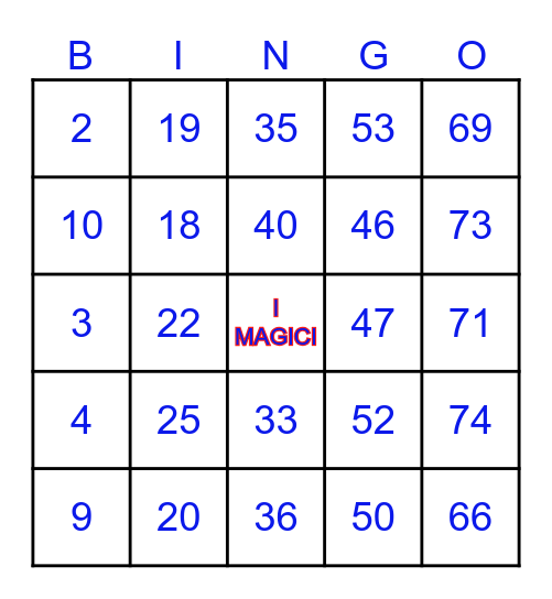 I MAGICI Bingo Card