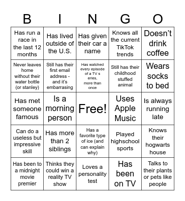 Bingo & Banter Bingo Card
