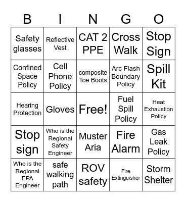 SAFETY BINGO Card