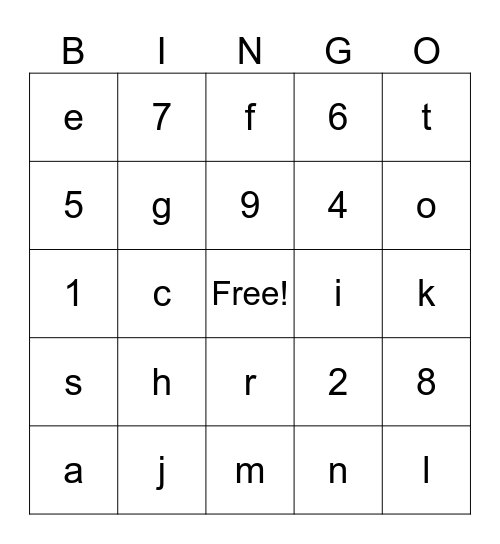 Bílanúmera bingó Bingo Card