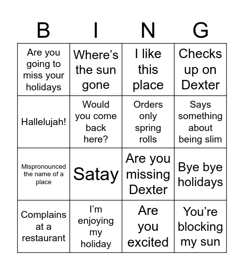 Holiday BS Bingo Card