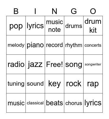 Music Bingo Card