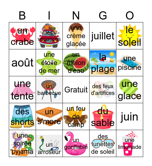 BINGO de l'été Bingo Card