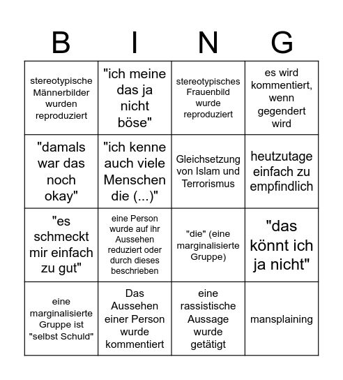 Familien BINGO Card