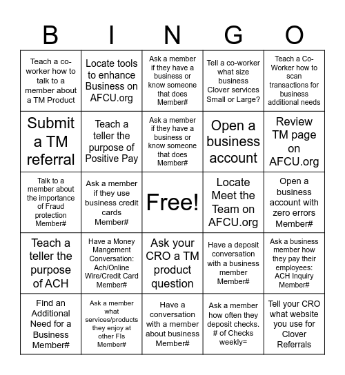 FSR Bingo Card Bingo Card