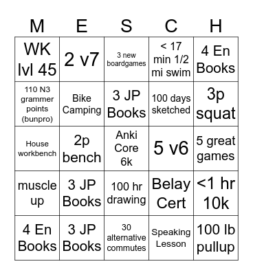 Mesch Bingo Card