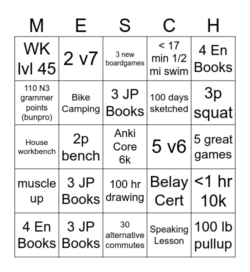 Mesch Bingo Card