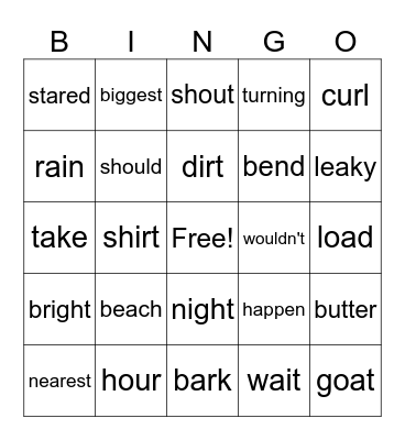 Corrective Reading Bingo! Bingo Card