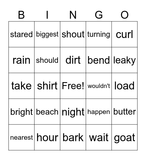 Corrective Reading Bingo! Bingo Card