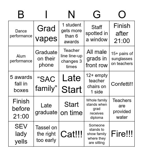 Graduation! Bingo Card