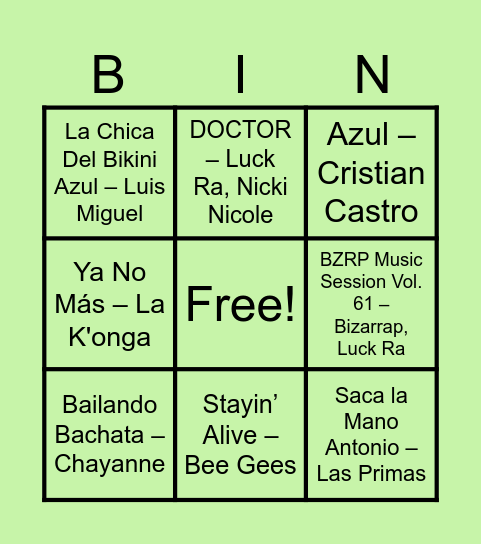 EL BINGO MUSICAL DE LILI Bingo Card