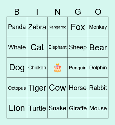 Wild One Bingo Card