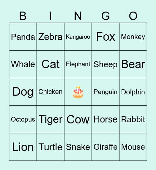 Wild One Bingo Card