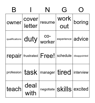 Ventures 4 - Unit 8 Bingo Card