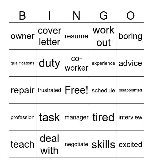 Ventures 4 - Unit 8 Bingo Card