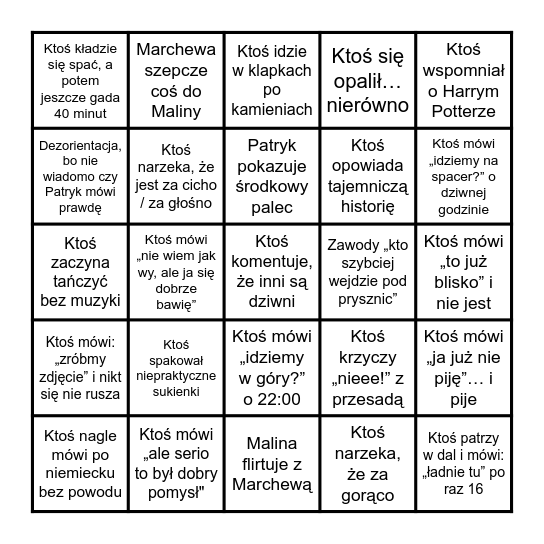 KARKONOSZE Bingo Card