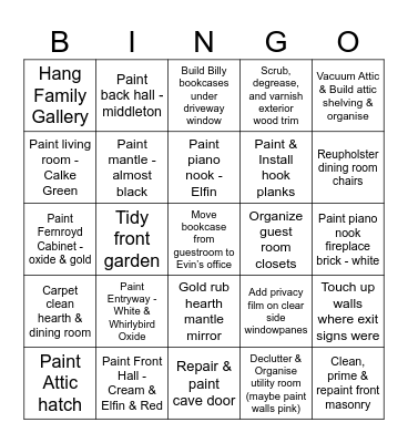 Home DIY Bingo Card