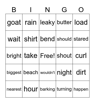 Corrective Sight Word Bingo! Bingo Card