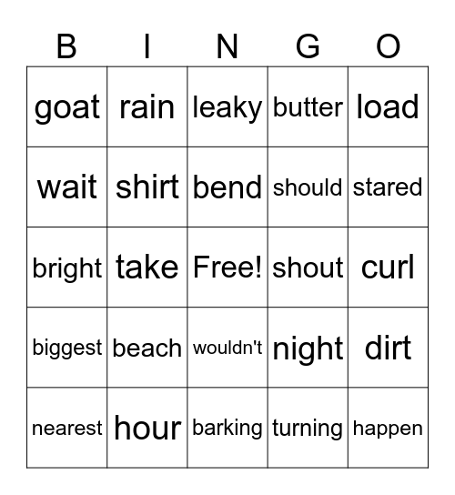 Corrective Sight Word Bingo! Bingo Card