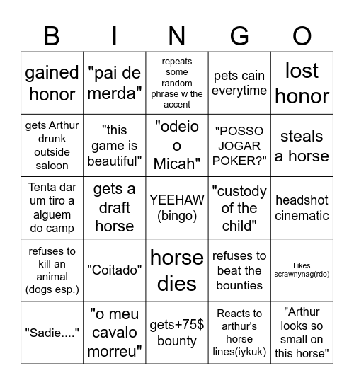 Murphy no red dead Bingo Card