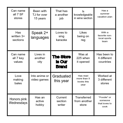 225's Crew Bingo Card