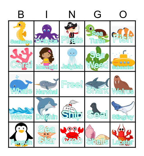 Ocean Bingo - Summer Reading Bingo Card