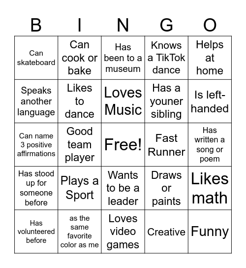 Strength Bingo Card