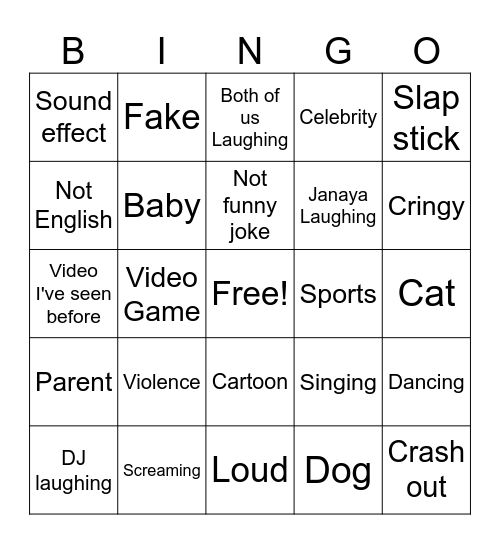 Try Not To Laugh Bingo Card