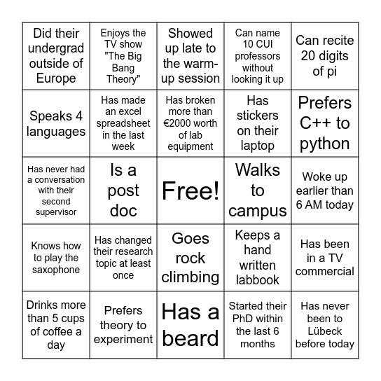 CUI Bingo (CUIGO) Bingo Card