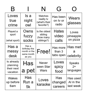 Icebreaker BINGO Card